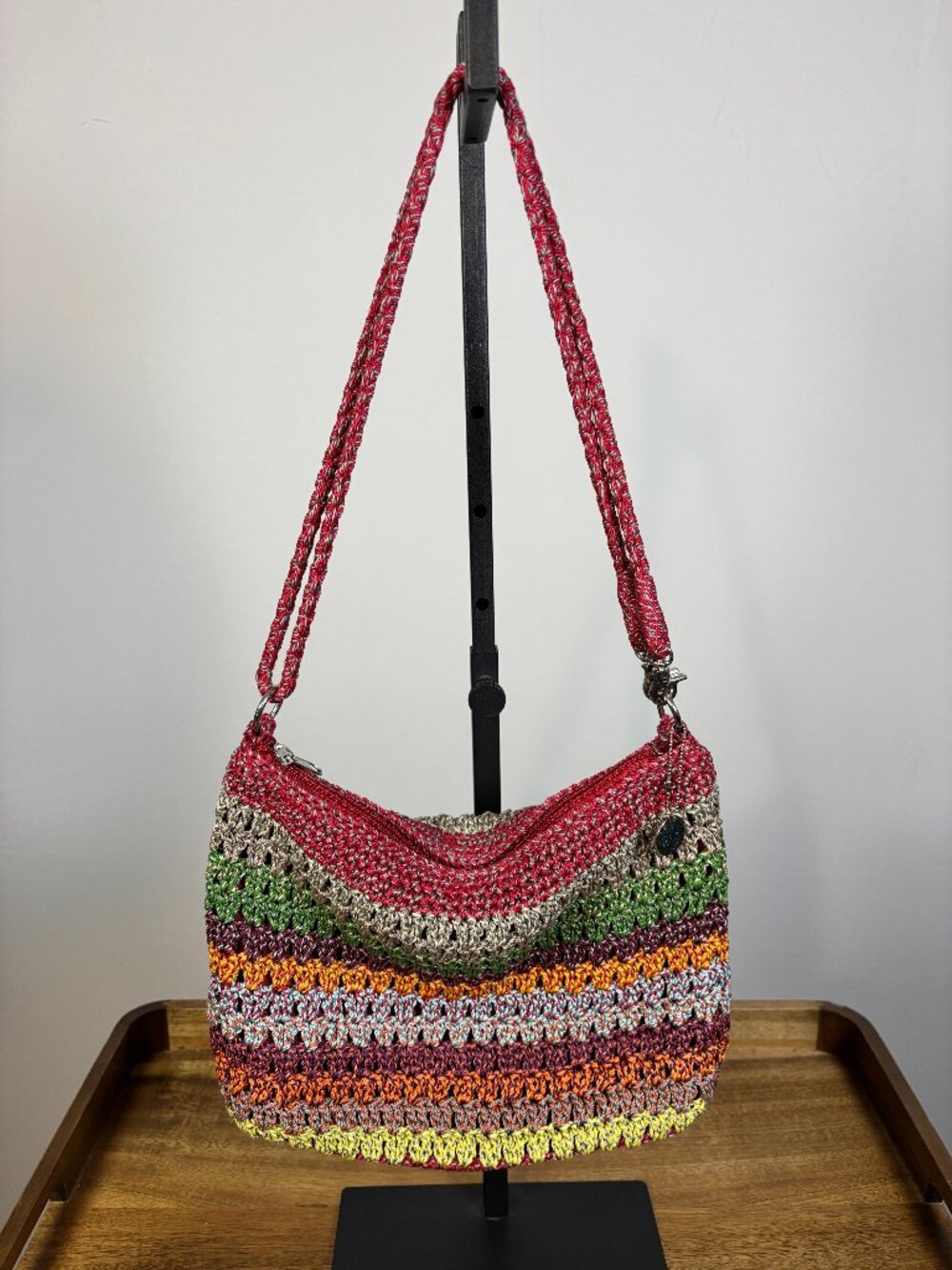 The Sak Multicolor Striped Crochet Convertible Crossbody Shoulder Bag